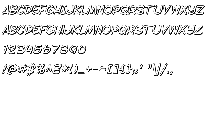 Fontin esikatselu SF Toontime Shaded Italic