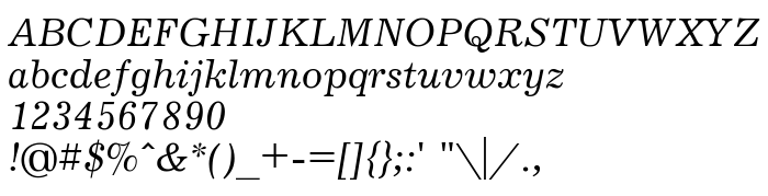 Fontin esikatselu UkrainianJournal Italic